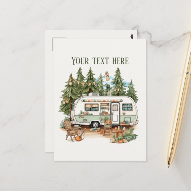 Carte Postale Joli amoureux du camping ajouter du texte (Devant/Arrière en situation)