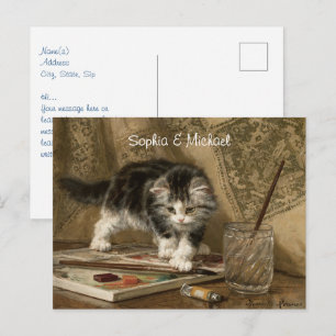Carte Postale Joli Art de Chatons Vintage, Noms & Message