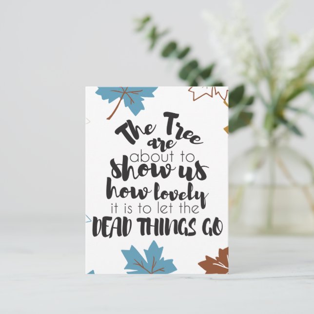 Carte Postale Joli automne feuilles art citations design (Debout devant)