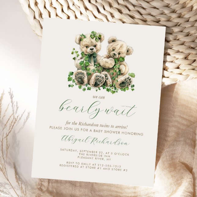 Carte Postale Joli Baby shower Nounours Green Ivy Twins (Créateur téléchargé)