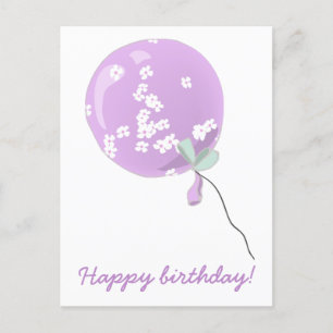 Carte Postale Joli ballon floral violet - Anniversaire d'enfants
