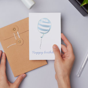 Carte Postale Joli ballon rayé bleu - Anniversaire d'enfants