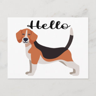 Carte Postale Joli Beagle Bonjour Drôle de Chien qui Pense à Vou