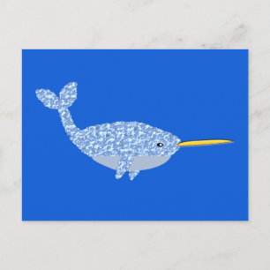 Carte Postale Joli bébé narval bleu garçon