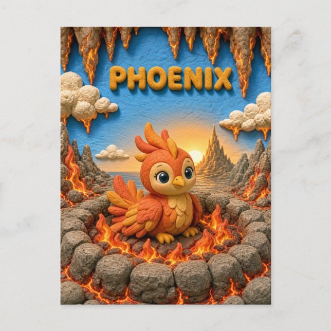 Carte Postale Joli bébé phénix, mythique (Devant)