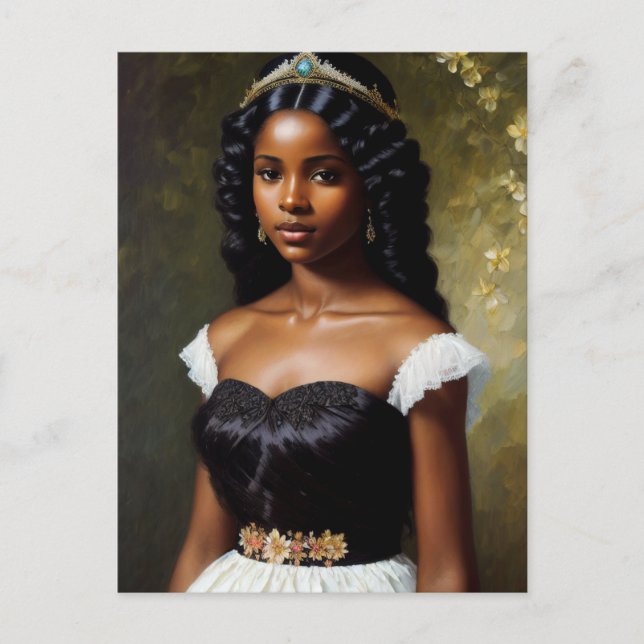 Carte Postale Joli Black Princess Portrait Art (Devant)