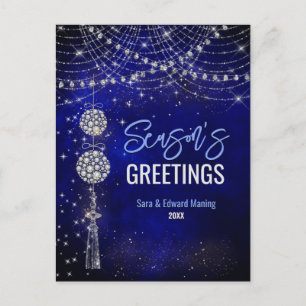 Carte Postale Joli bleu royal ornements Noël Nouvel An