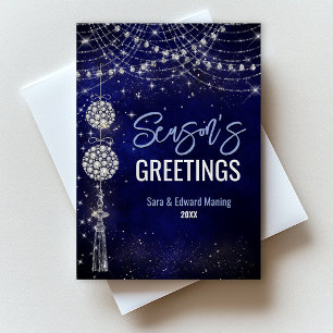 Carte Postale Joli bleu royal ornements Noël Nouvel An