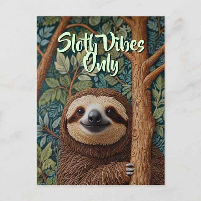 Carte Postale Joli boho rétro Sloth Hang là (Devant)