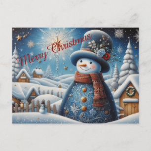 Carte Postale Joli bonhomme de neige de Noël