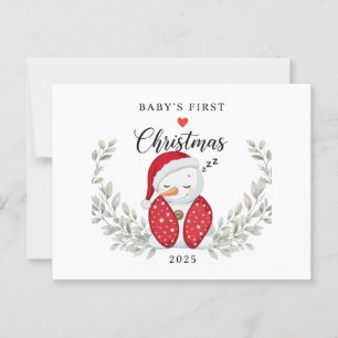 Carte Postale Joli Bonhomme de Neige Endormi Premier Noël de B