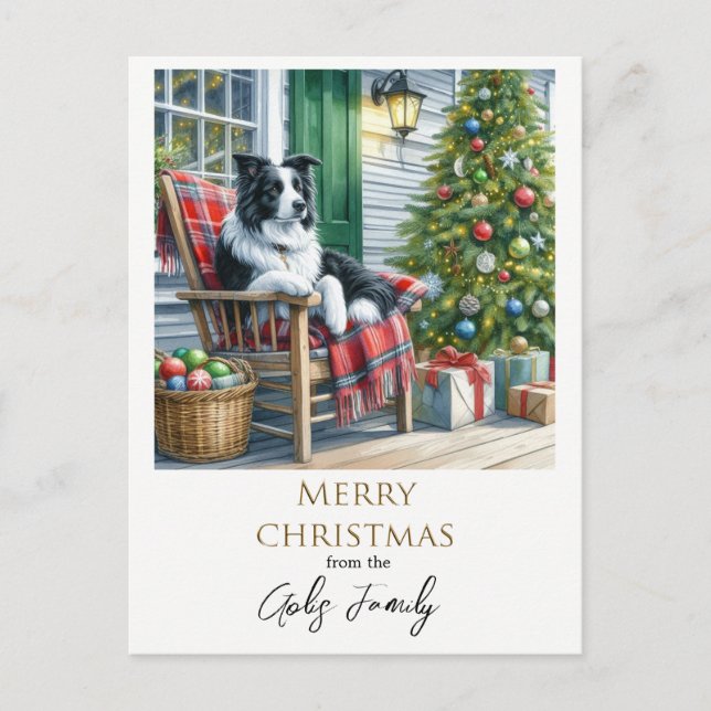 Carte Postale Joli Border Collie Noël Fêtes  (Devant)
