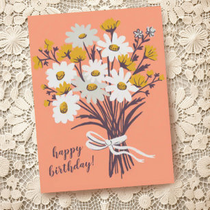 Carte Postale Joli Bouquet Daisy CUSTOM Joyeux Anniversaire