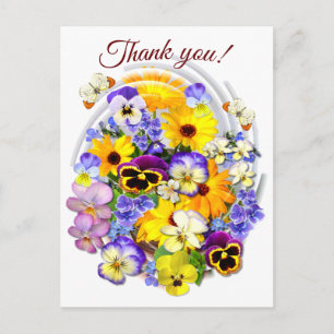 Carte Postale Joli bouquet de fleurs Merci texte personnalisé