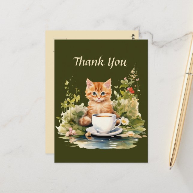 Carte Postale Joli café merci aux vendeurs (Devant/Arrière en situation)