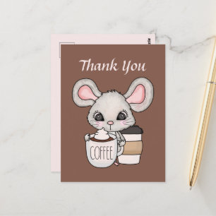 Carte Postale Joli café merci ou vendeurs souris 
