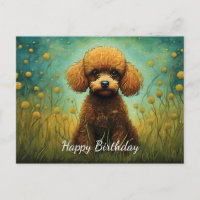 Joli Caniche Fleur Prairie Joyeux Anniversaire