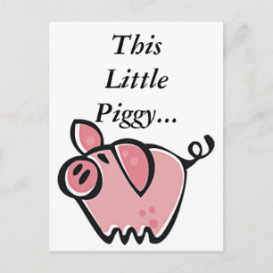 Carte Postale Joli caricature Cochon rose