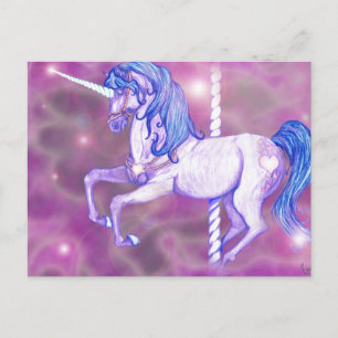 Carte Postale Joli Carousel Unicorn Art