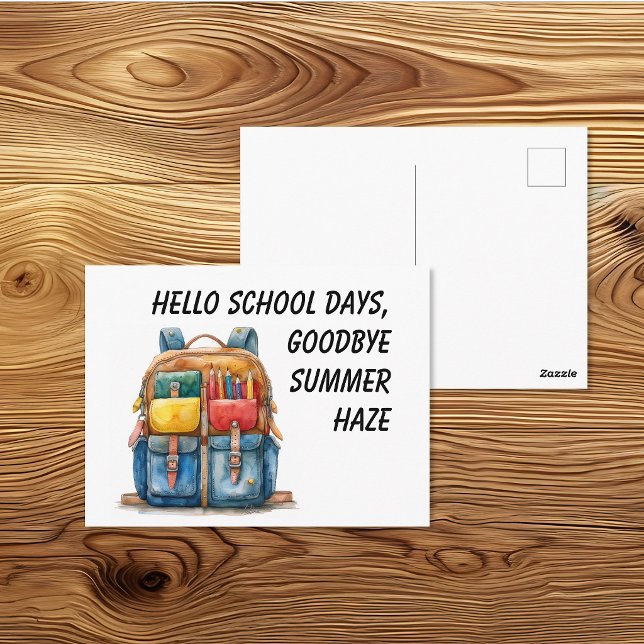 Carte Postale Joli Cartable à Dos Jours d'École à l'Aquarelle (Créateur téléchargé)