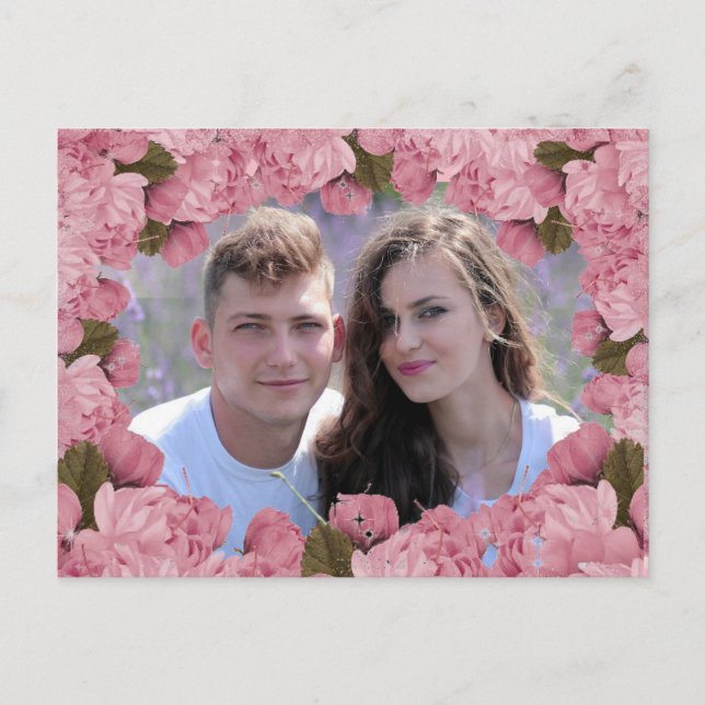 Carte Postale Joli cerisier rose fleurit Merci (Devant)