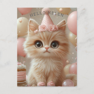 Carte Postale Joli Chapeau Anniversaire Chat Chatons Ballons
