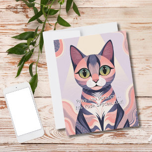 Carte Postale Joli Chat Coloré, Amusant, Chic, Anniversaire Fant