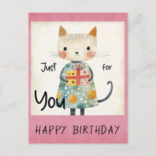 Carte Postale Joli Chat Coloré Cadeau Joyeux Anniversaire