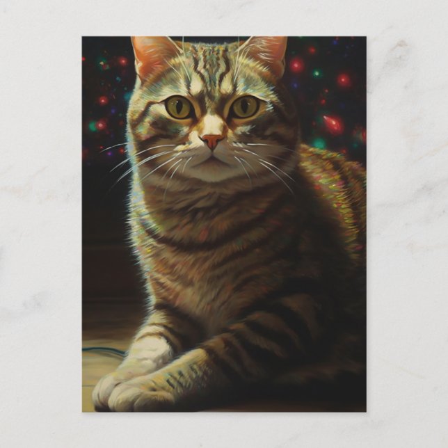 Carte Postale Joli Chat de Noël (Devant)