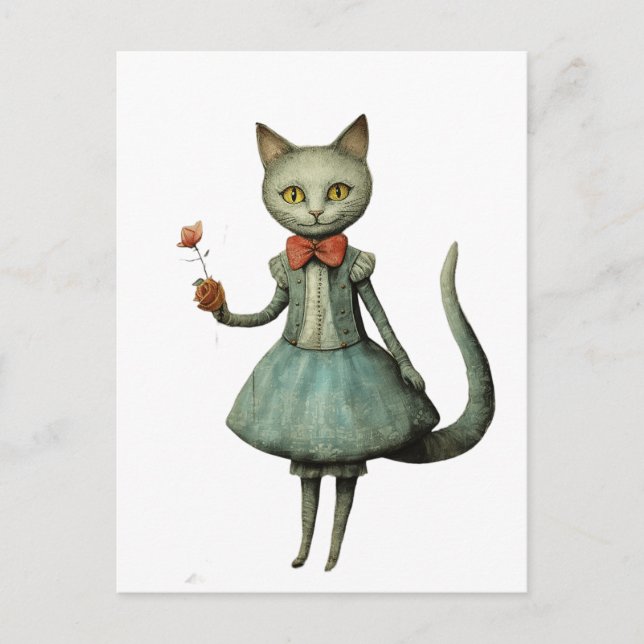 Carte Postale Joli chat gris fantaisiste (Devant)