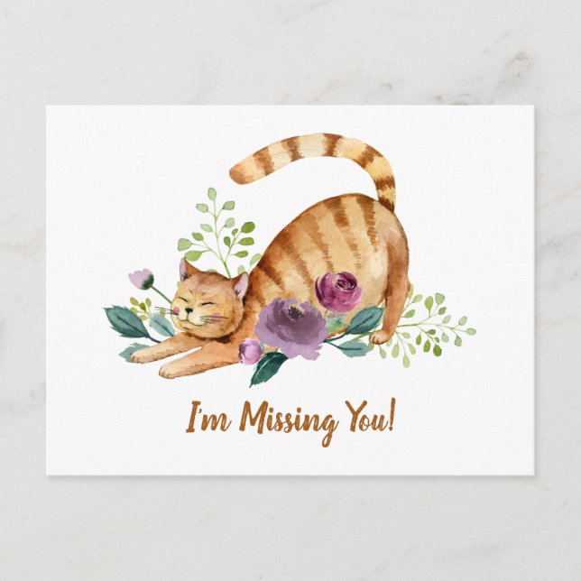 Carte Postale Joli chat tigre qui vous manque (Devant)