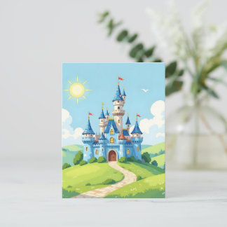 Carte Postale Joli château bleu et blanc