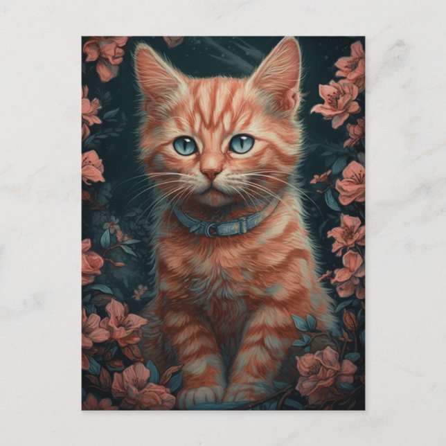 Carte Postale Joli Chaton Roux (Devant)