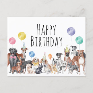 Carte Postale Joli chien coloré joyeux anniversaire