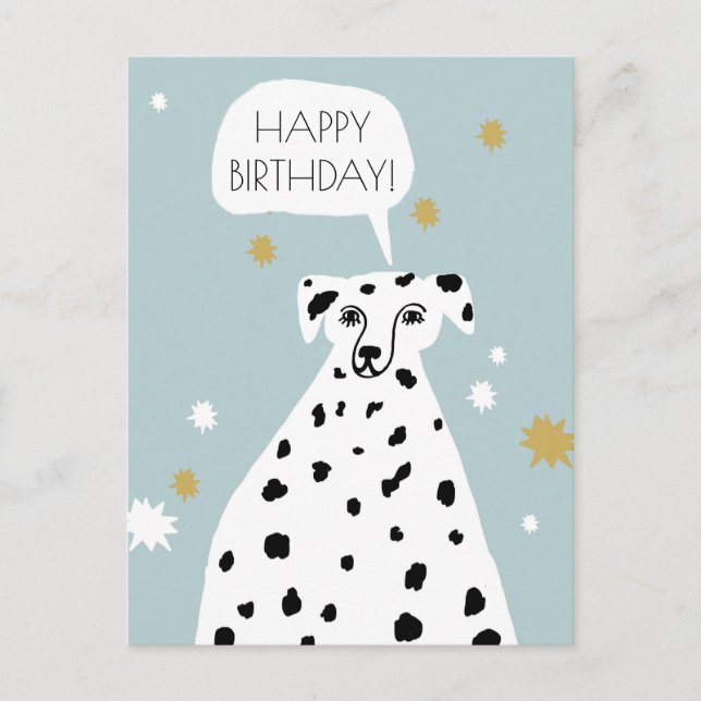 Carte Postale Joli Chien Dalmatien Art Abstrait Joyeux Anniversa (Devant)