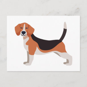 Carte Postale Joli Chien de Dessin Animé Beagle Bonjour Mademoi