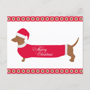 Carte Postale Joli chien de Noël Dachshund