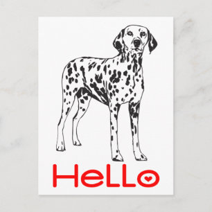 Carte Postale Joli chiot Dalmatien Bonjour Pensée pour toi