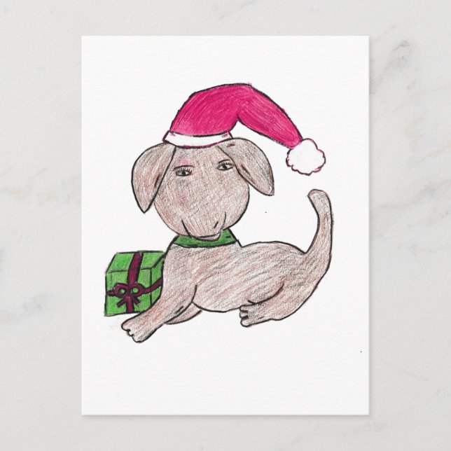 Carte Postale Joli chiot de Noël (Devant)