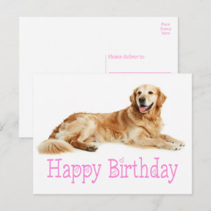 Carte Postale Joli chiot Golden Retriever Joyeux Anniversaire
