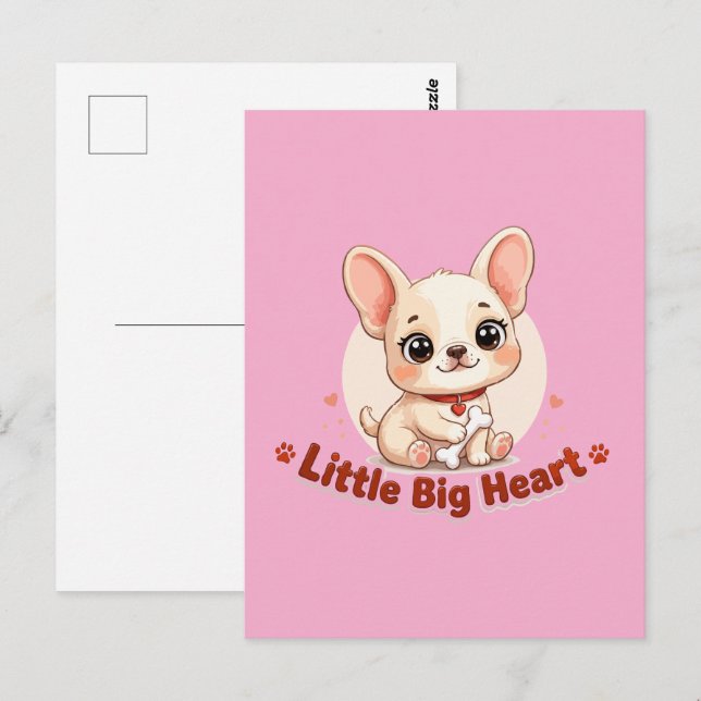 Carte Postale Joli chiot Little Big Heart (Devant / Derrière)