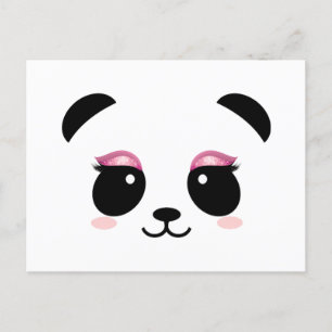 Carte Postale Joli cils rose panda