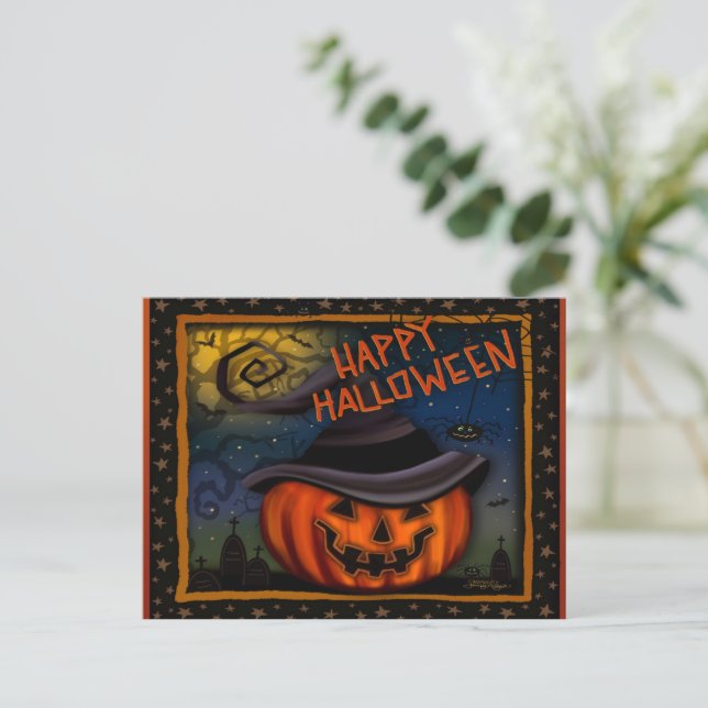 Carte Postale Joli Citrouille de Jack O Lantern Fantomatique Hal (Debout devant)