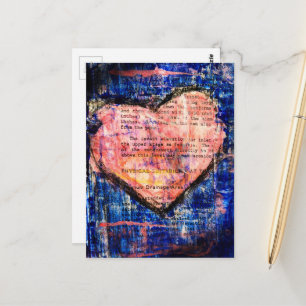 Carte Postale Joli cœur rose sur un collage en techniques mixtes