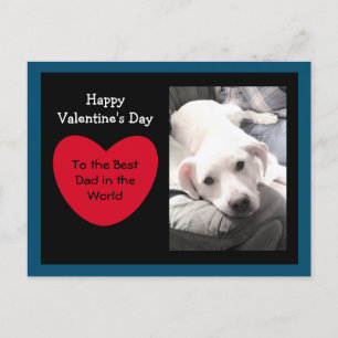 Carte Postale Joli cœur rouge Saint-Valentin Chien blanc bleu