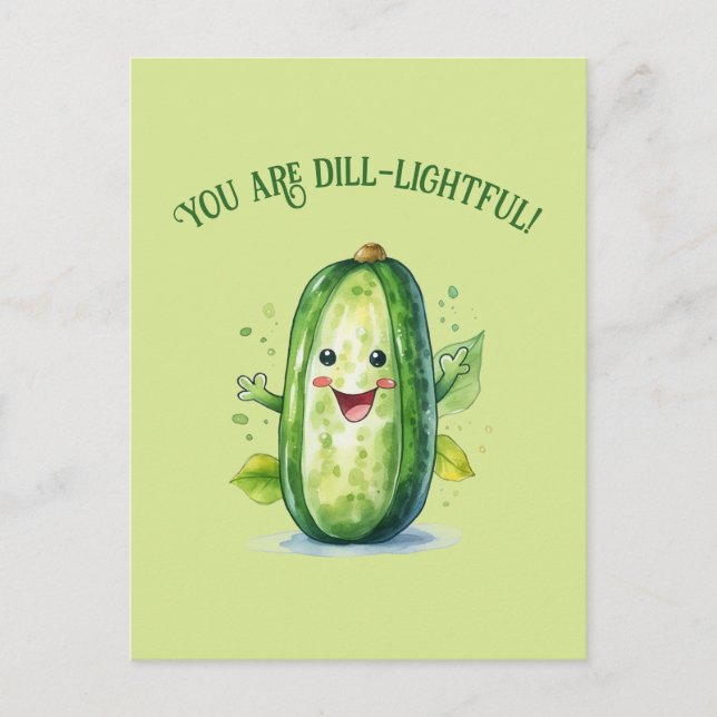 Carte Postale Joli concombre de bande dessinée verte (Devant)