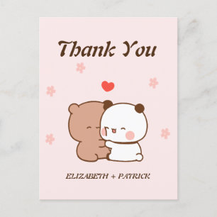 Carte Postale Joli couple de dessin animé, Kawaii Bear & Panda M