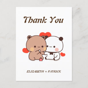 Carte Postale Joli couple de dessin animé, Kawaii Bear & Panda M