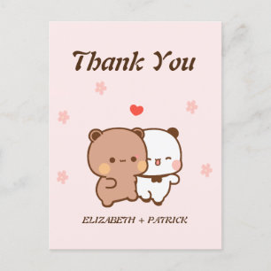 Carte Postale Joli couple de dessin animé, Kawaii Bear & Panda M