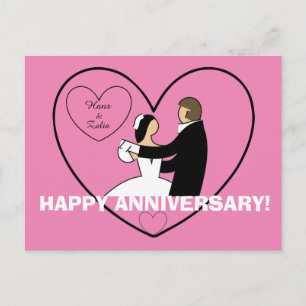 Carte Postale Joli Couple qui Danse dans un Cœur JOYEUX ANNIVERS